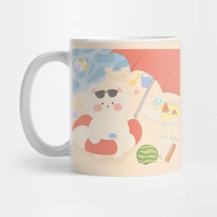 Toasty Beach Cat Mug